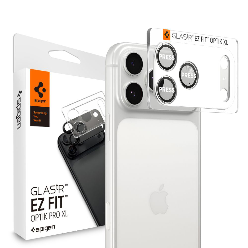 Spigen GlastR EZ FIT Optik Pro XL Rear Camera Protector for Apple iPhone 17 Pro Max, Tempered Glass, Silver