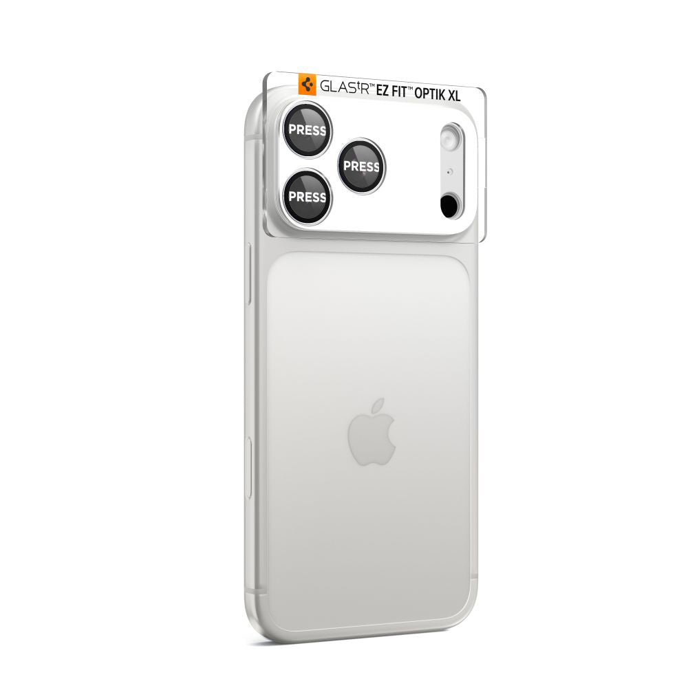 Spigen GlastR EZ FIT Optik Pro XL Rear Camera Protector for Apple iPhone 17 Pro Max, Tempered Glass, Silver