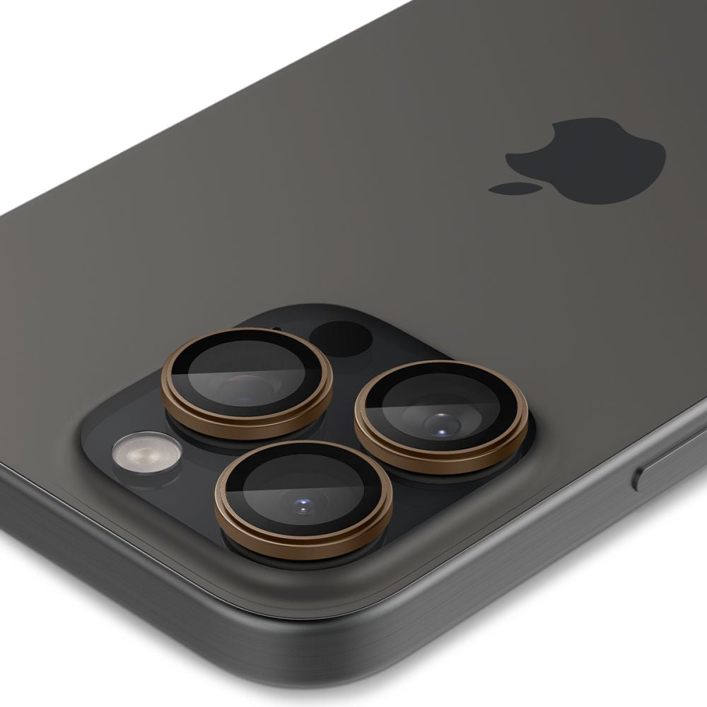 Pellicola protettiva per Fotocamera Posteriore Spigen GlastR EZ FIT Optik Pro per Apple iPhone 16 Pro, Vetro Temperato, Set 2 pezzi, Bronzo AGL08862