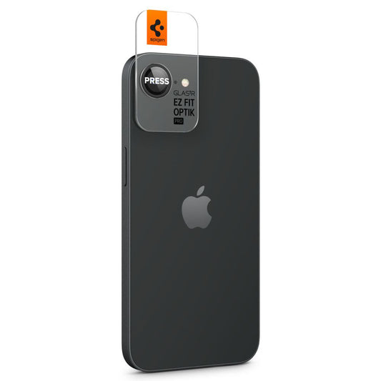 Pellicola Protettiva Posteriore Spigen GlastR EZ FIT Optik Pro per Apple iPhone 17e / 16e, Vetro Temperato, Set 2 pezzi, Nera AGL09279