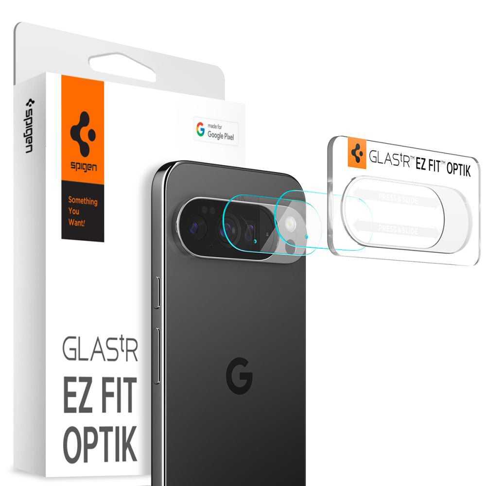 Pellicola protettiva per fotocamera posteriore Spigen GlastR Optik per Google Pixel 10 Pro, vetro temperato, set da 2 pezzi, trasparente AGL09662