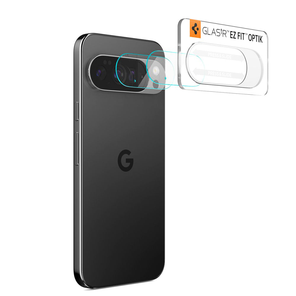 Pellicola protettiva per fotocamera posteriore Spigen GlastR Optik per Google Pixel 10 Pro, vetro temperato, set da 2 pezzi, trasparente AGL09662