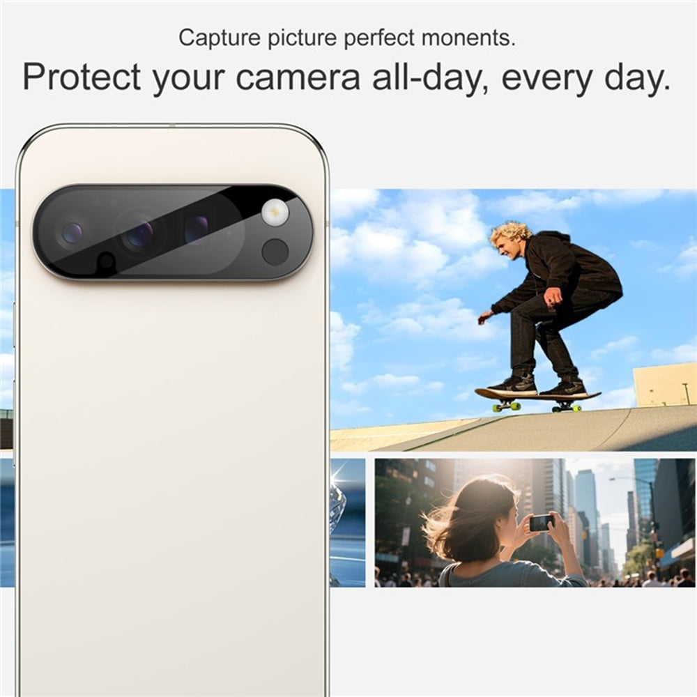 Pellicola protettiva per fotocamera posteriore Techsuit per Google Pixel 10 Pro XL, vetro temperato, nero