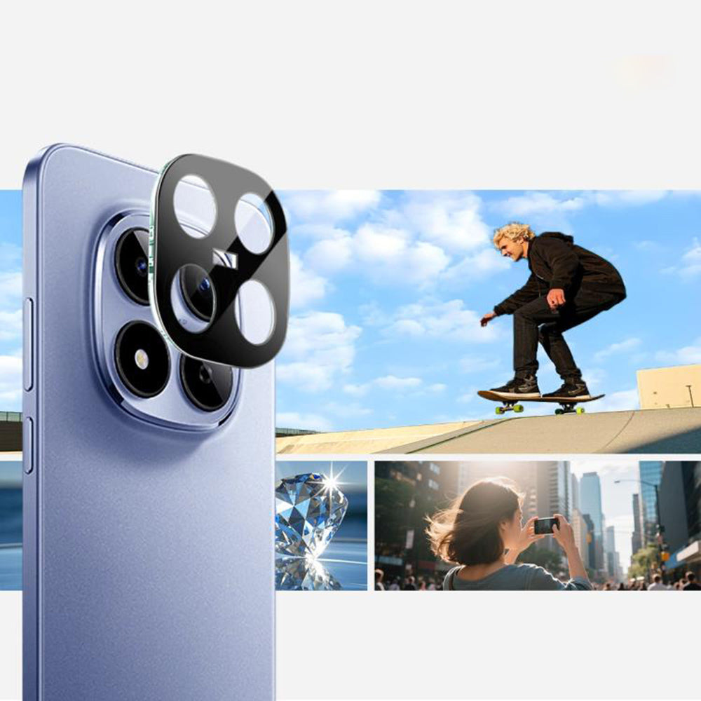 Pellicola protettiva Techsuit per la fotocamera posteriore Xiaomi Redmi Note 15 Pro 4G, Vetro Temperato, Nero