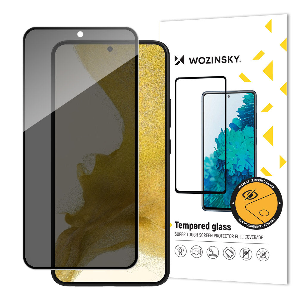 WZK AntiSpy Privacy Screen Protector per Samsung Galaxy S22 5G S901, vetro protettivo, colla totale 