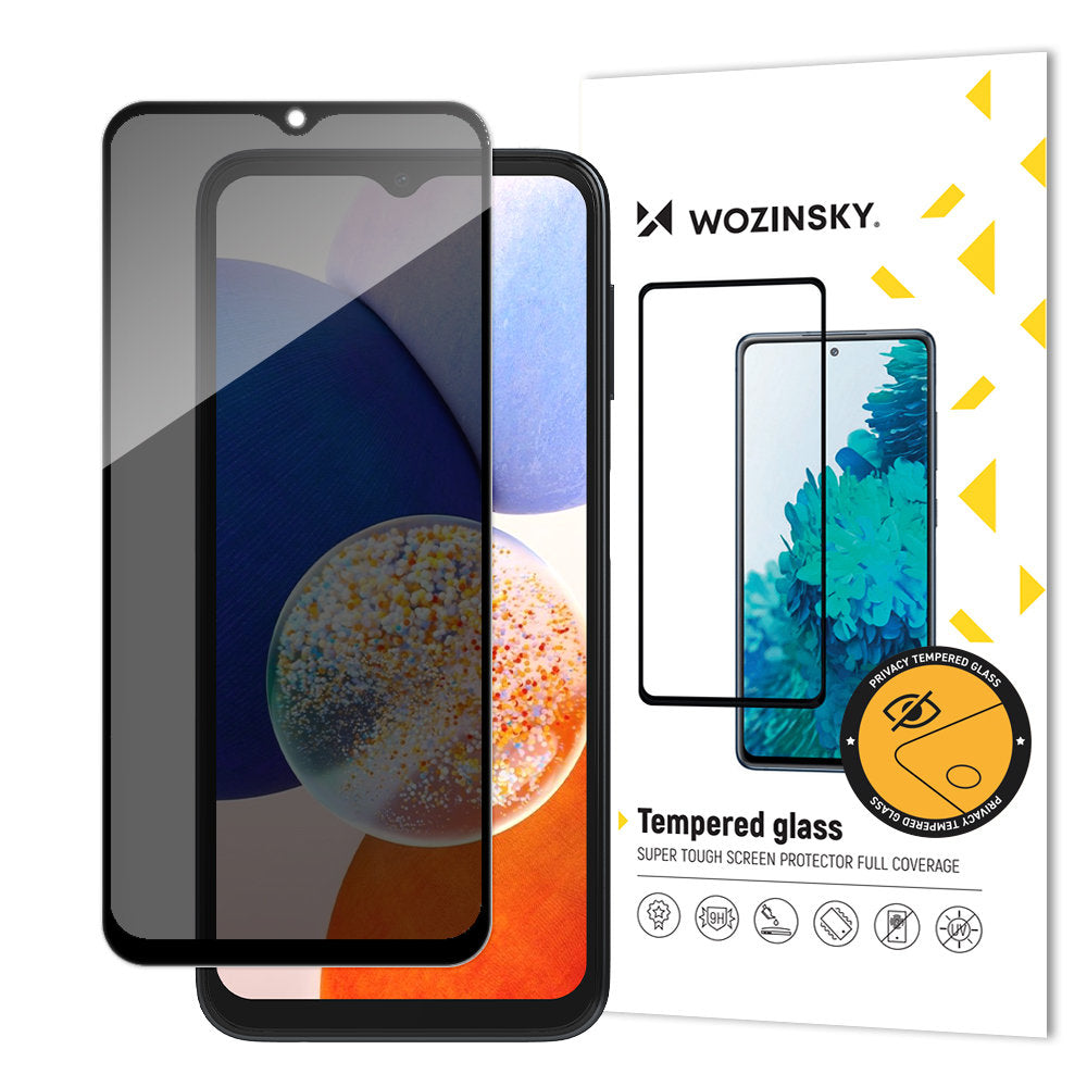 WZK AntiSpy Privacy Screen Protector per Samsung Galaxy A14 A145 / A14 5G A146, vetro protettivo, colla totale