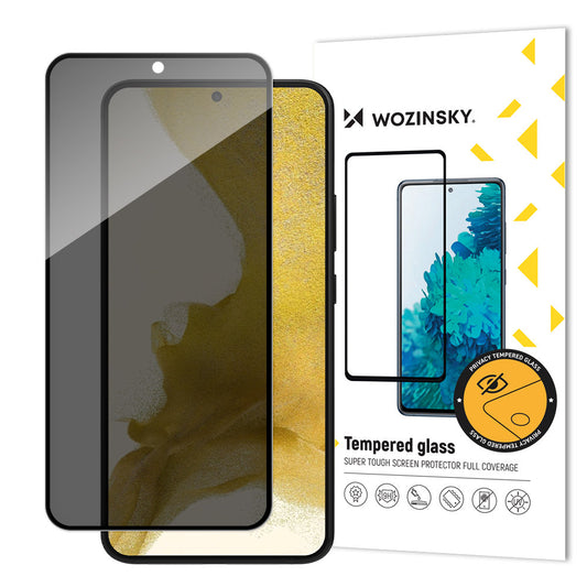 WZK AntiSpy Privacy Screen Protector per Samsung Galaxy S22+ 5G S906, vetro protettivo, colla totale 