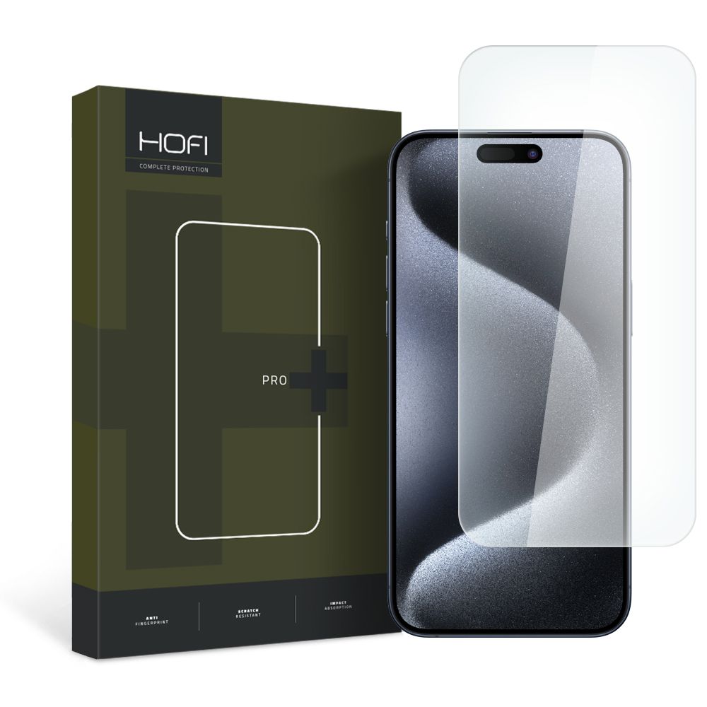 HOFI PRO+ Pellicola protettiva per Apple iPhone 15 Pro, vetro protetto, colla completa, 2,5D 