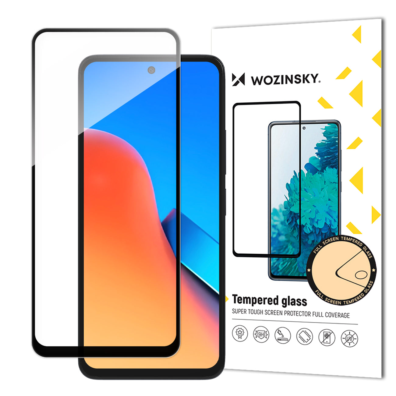 WZK Protezione dello schermo per Xiaomi Redmi 12, schermo di vetro, colla completa, nero 