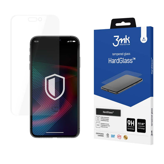 3MK HardGlass Screen Protector per Apple iPhone 14 Pro Max, vetro duro, colla completa