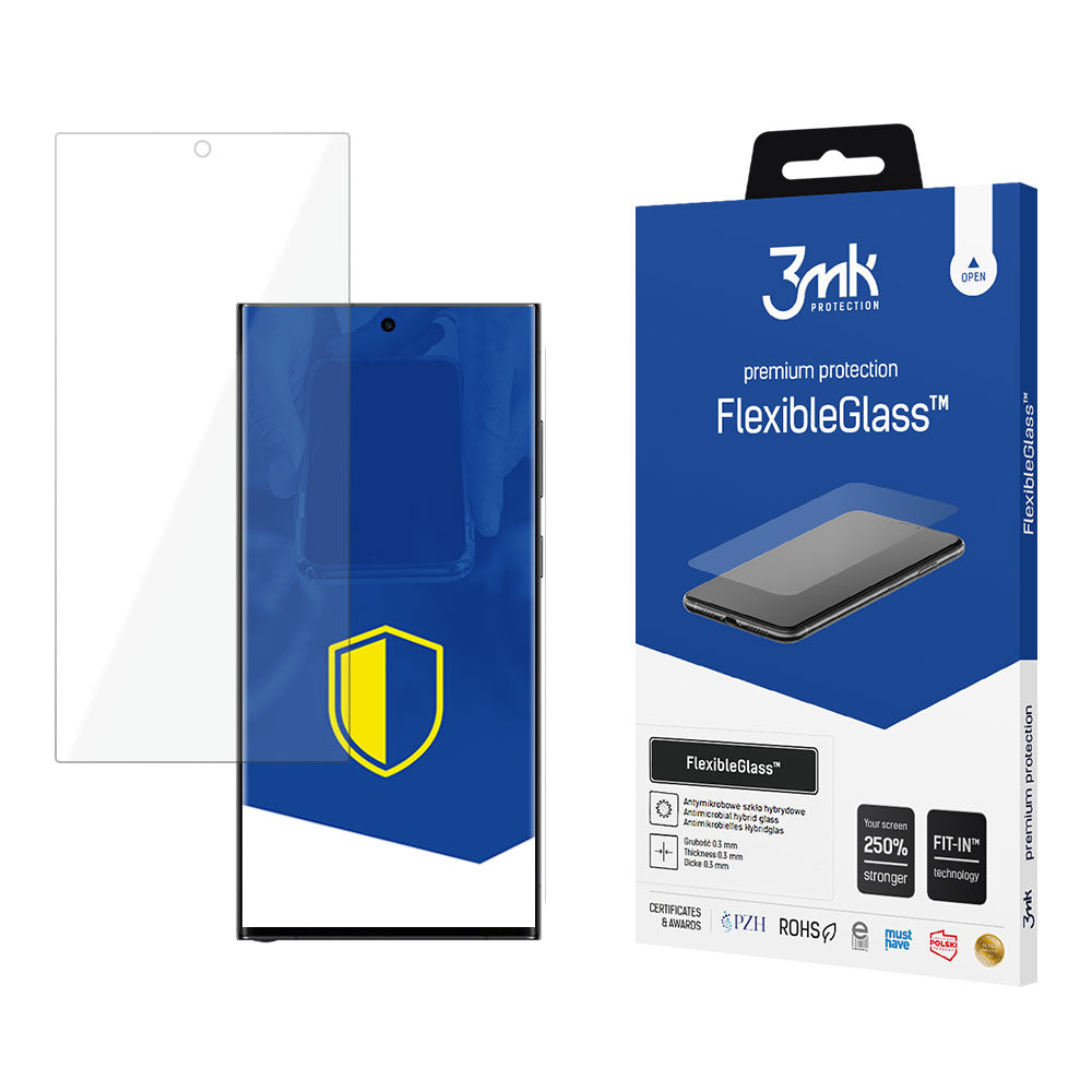 3MK FlexibleGlass Screen Protector per Samsung Galaxy S24 Ultra S928, vetro flessibile, colla totale 