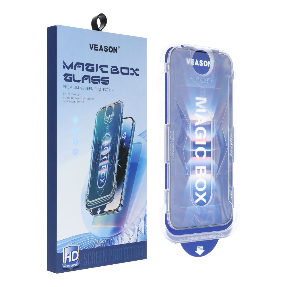 Protezione dello schermo Veason PRO per Apple iPhone 14 Pro Max, vetro protetto, colla completa, 6D, nero 