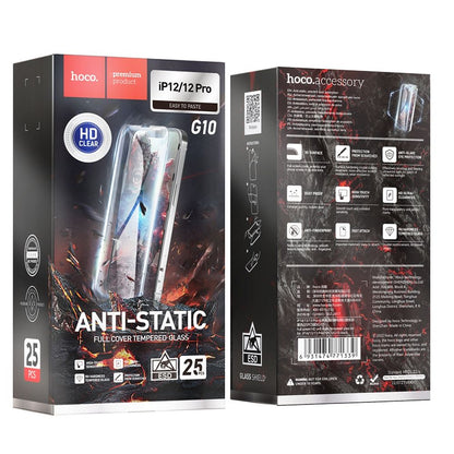 Pellicola protettiva per schermo HOCO per Apple iPhone 12 Pro Max, Vetro Temperato, Full Glue, Set 25 pezzi, Nera