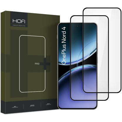 Pellicola protettiva HOFI Glass PRO+ per OnePlus Nord 4, vetro protettivo, colla completa, set 2 pezzi, 2,5D, nero