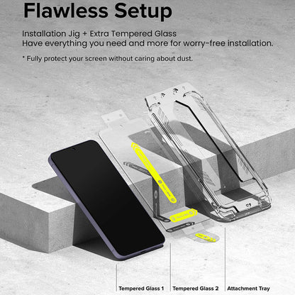 Ringke Easy Slide Screen Protector per Samsung Galaxy S24 S921, protezione del vetro, colla completa, set 2 pezzi 