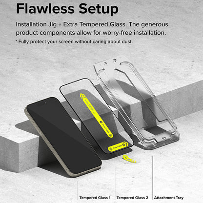 Ringke Easy Slide Screen Protector per Apple iPhone 16 Pro, colla completa, colla completa, set 2 pezzi, nero