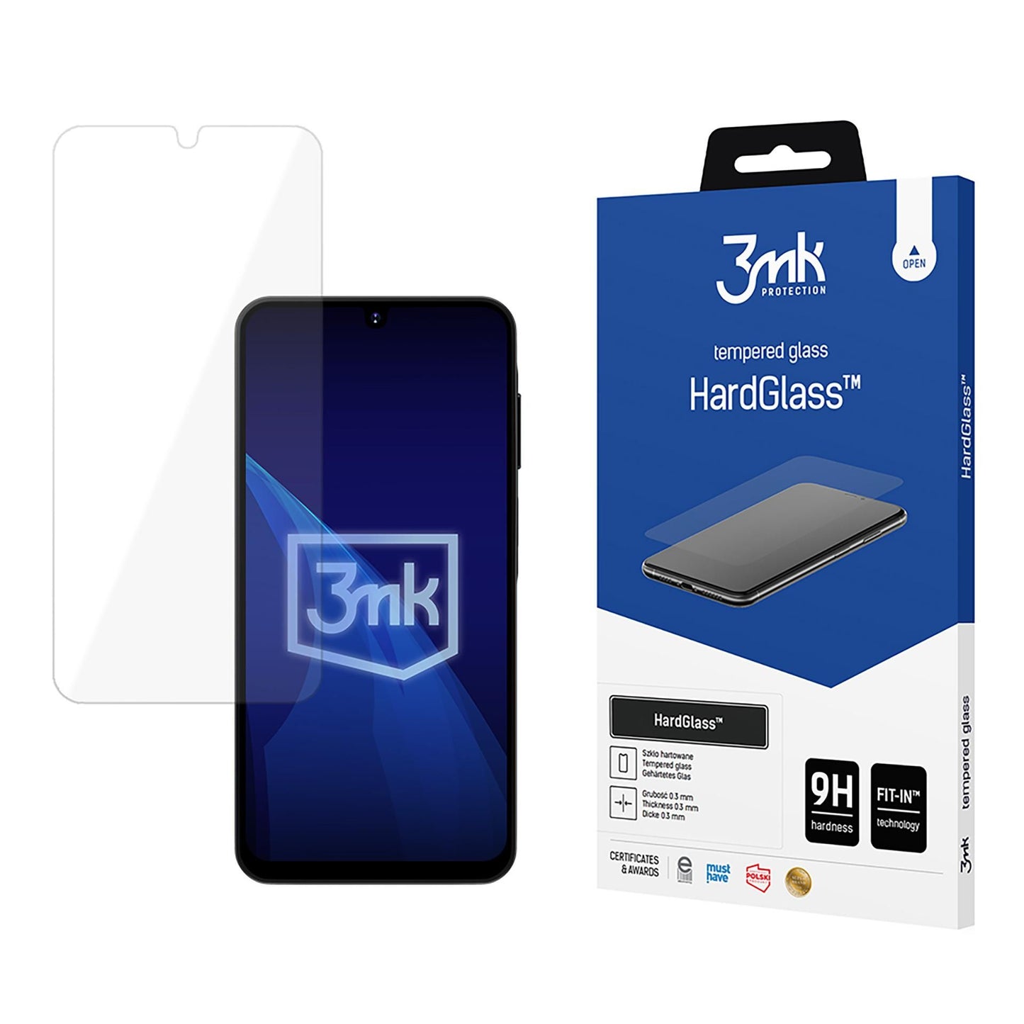 3MK HardGlass Screen Protector per Samsung Galaxy A16 5G A166 / A16 4G A165, colla completa, vetro protetto, colla completa 