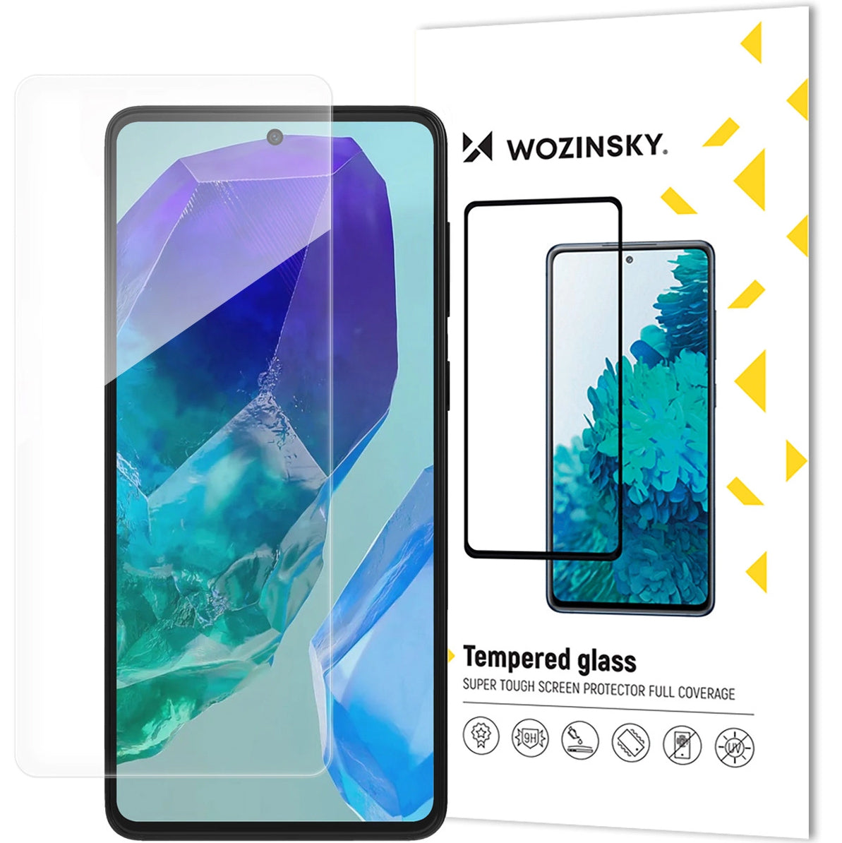 WZK Pellicola protettiva per Samsung Galaxy M55, colla completa, vetro protetto, colla completa 