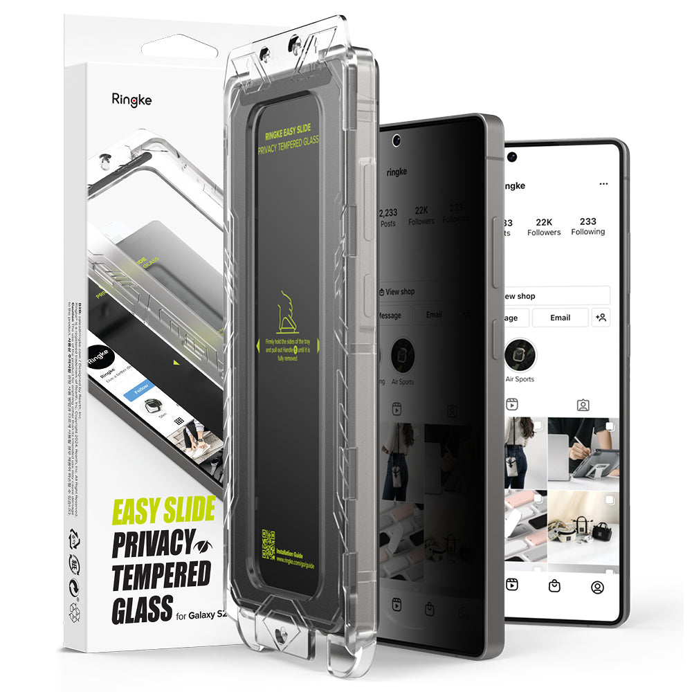 Pellicola Protettiva Schermo Privacy Ringke Easy Slide per Samsung Galaxy S25 Ultra S938, Vetro Temperato, Full Glue, Set 2 pezzi