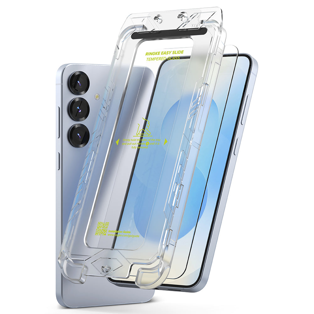 Pellicola Protettiva Schermo Ringke Easy Slide per Samsung Galaxy S25 S931, Vetro Temperato, Full Glue, Set 2 pezzi