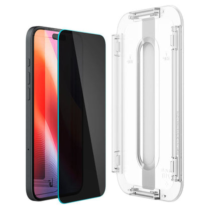 Pellicola Protettiva Schermo Privacy Spigen GlastR EZ FIT per Apple iPhone 16 / 15, Vetro Temperato, Full Glue, Set 2 pezzi AGL06905