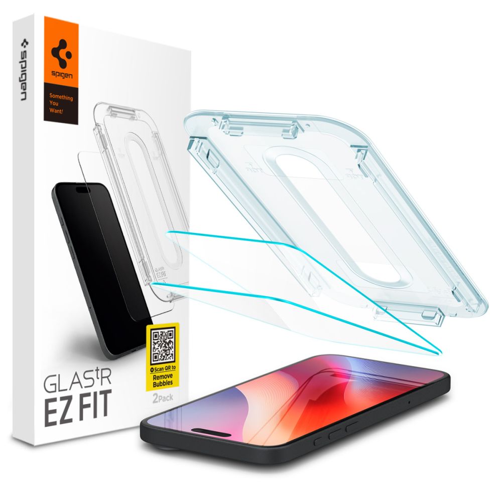 Pellicola protettiva Schermo Spigen GlastR EZ FIT per Apple iPhone 17 Pro / 17 / 16 Pro, Vetro Temperato, Full Glue, Set 2 pezzi