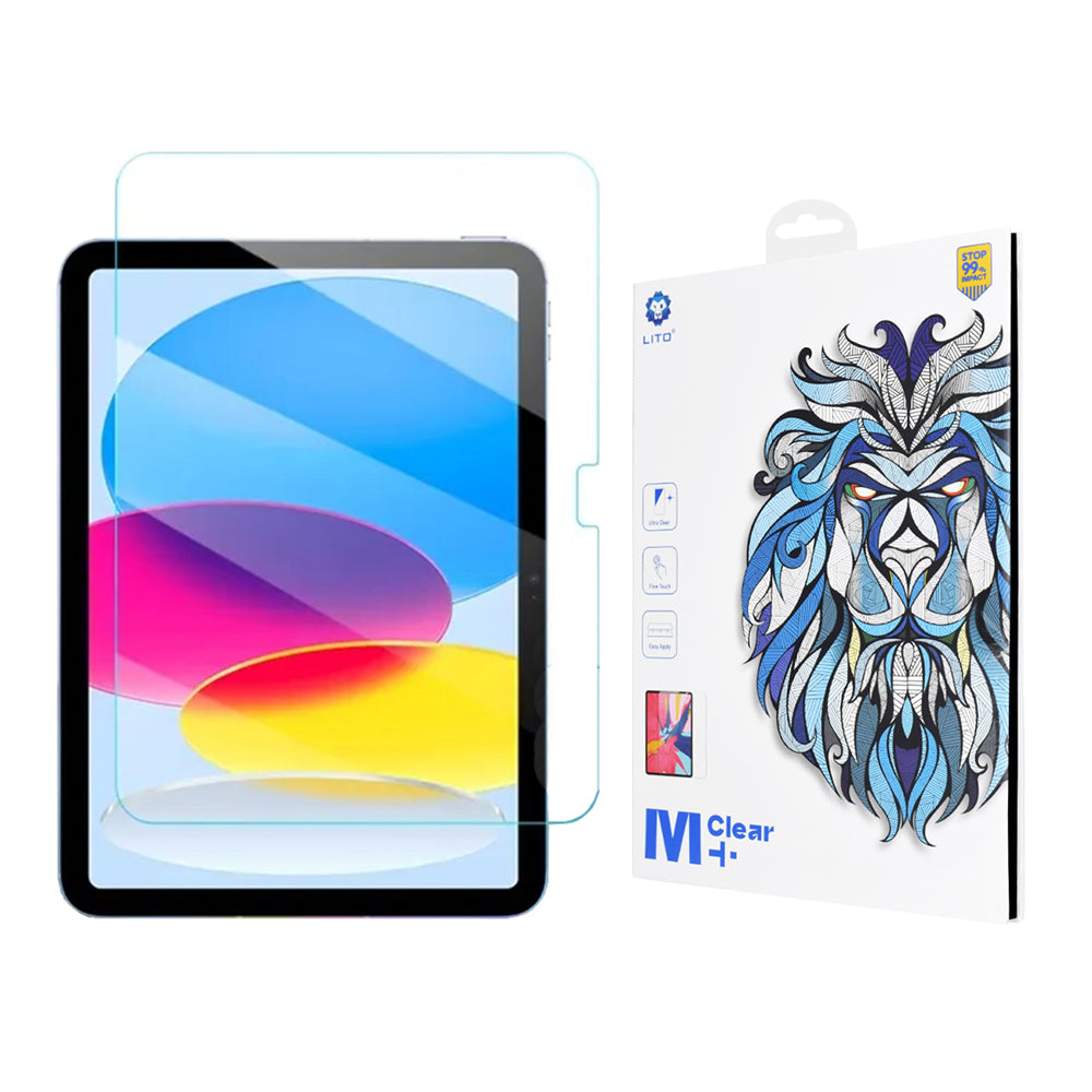 Pellicola protettiva per schermo Clear Lito Classic per Apple iPad (2025) / (2022), Vetro temperato, Full Glue, 2.5D