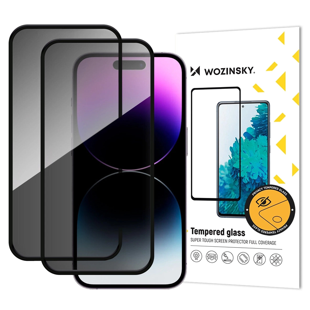 Pellicola Protettiva Schermo Privacy WZK AntiSpy per Apple iPhone 17 Pro, Vetro Temperato, Full Glue, Set 2 pezzi