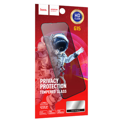 Pellicola Protettiva Schermo Privacy HOCO G15 per Apple iPhone 14 Pro Max, Vetro Temperato, Full Glue, 5D