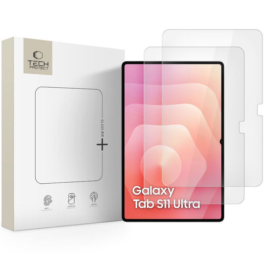 Pellicola Protettiva Schermo Tech-Protect FIT+ per Samsung Galaxy Tab S11 Ultra / Tab S10 Ultra, Vetro Temperato, Full Glue, Set 2 pezzi, 2.5D