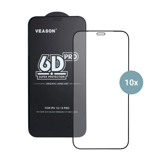 Pellicola protettiva per schermo Veason PRO per Apple iPhone 17 Air, Vetro temperato, Full Glue, Set da 10 pezzi, 6D, Nero