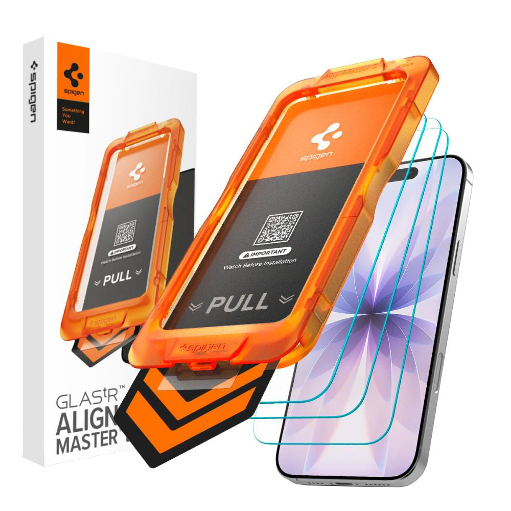 Pellicola Protettiva Schermo Spigen GlastR Align Master Slim per Apple iPhone 17, Vetro Temperato, Full Glue, Set 3 pezzi AGL10484