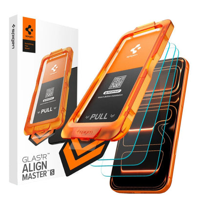 Pellicola Protettiva Schermo Spigen GlastR Align Master Slim per Apple iPhone 17 Pro, Vetro Temperato, Full Glue, Set 3 pezzi AGL10103