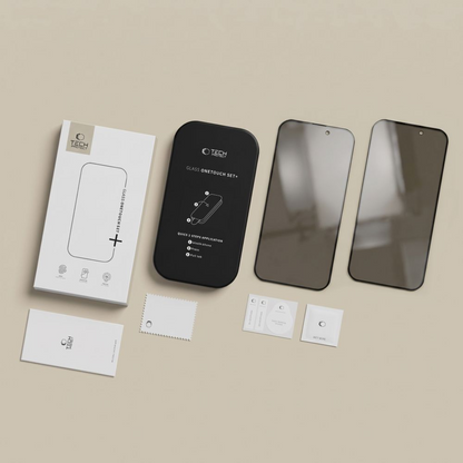 Pellicola protettiva per schermo Privacy Tech-Protect OneTouch per Apple iPhone 18 Pro, Vetro temperato, Full Glue, Set 2 pezzi