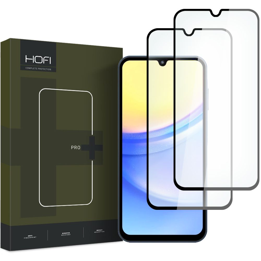 Pellicola protettiva HOFI Glass PRO+ per Samsung Galaxy A15 5G A156 / A15 A155, schermo di vetro, colla completa, set 2 pezzi, 2.5D, nero 