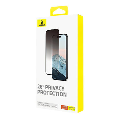 Proteggi schermo Privacy Baseus Diamond per Apple iPhone 15 Pro Max, vetro protettivo, colla completa P60057405203-03 