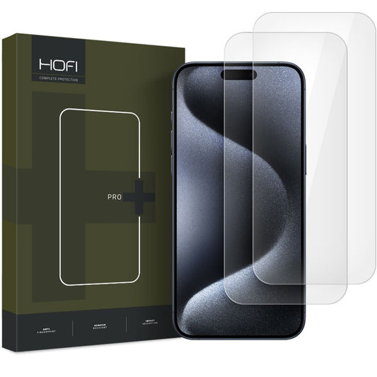 Pellicola protettiva HOFI Glass PRO+ per Apple iPhone 16 Pro, vetro schermato, colla completa, set di 2 pezzi, 2,5D, trasparente