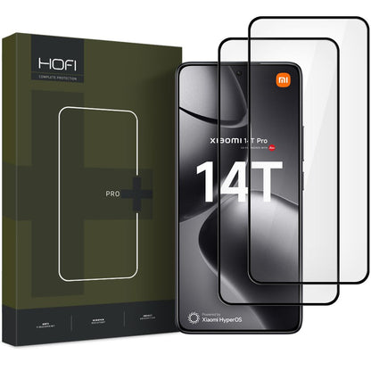 HOFI Glass PRO+ Screen Protector per Xiaomi 14T Pro / 14T, vetro schermato, colla completa, set di 2 pezzi, 2.5D, nero 