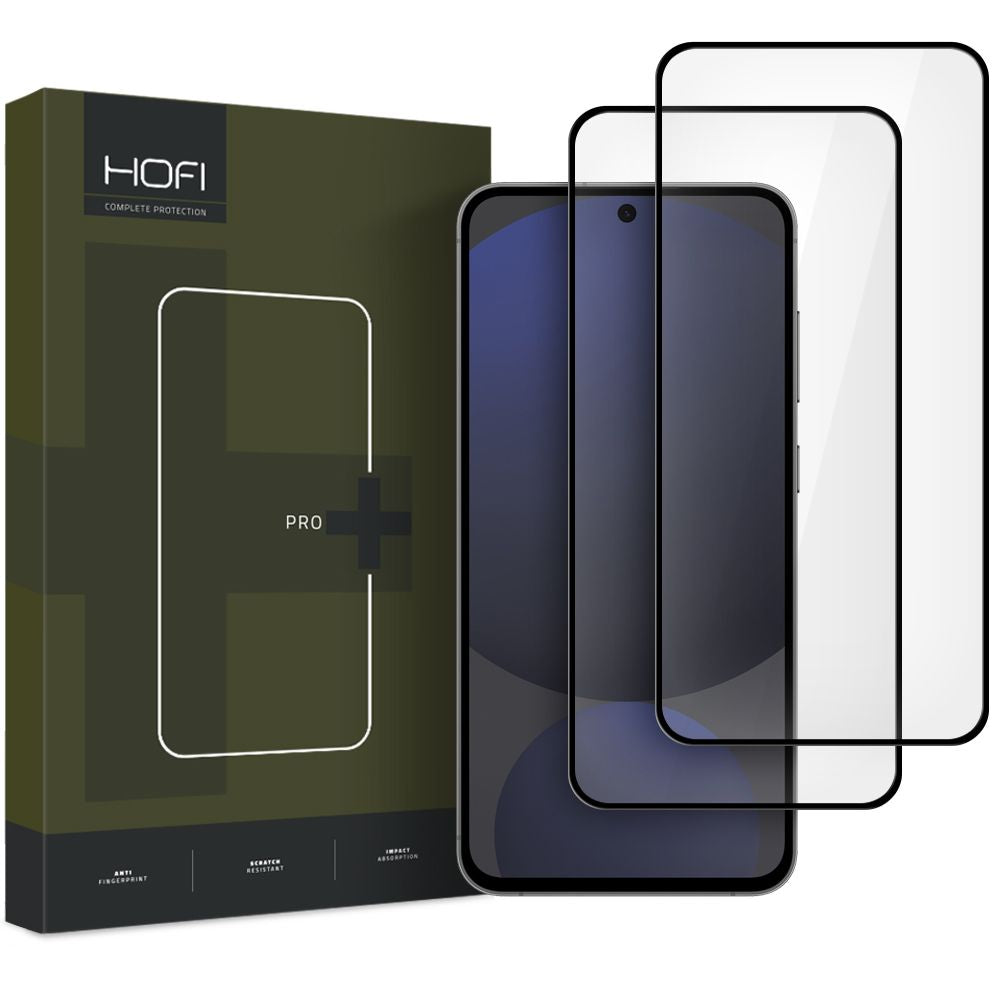 HOFI Glass PRO+ Pellicola protettiva per Samsung Galaxy S24 FE S721, vetro schermato, colla completa, set 2 pezzi, 2,5D, nero