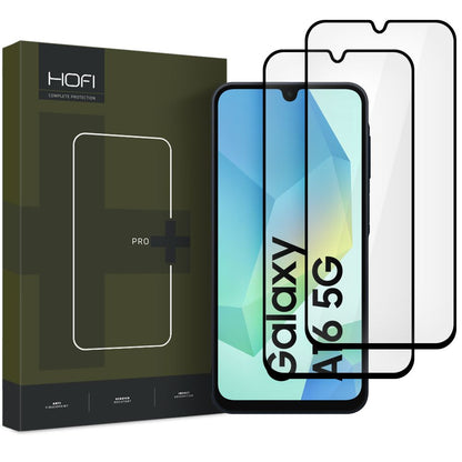 HOFI Glass PRO+ Pellicola protettiva per Samsung Galaxy A16 5G A166 / A16 4G A165, vetro protettivo, colla completa, set 2 pezzi, 2.5D, nero 