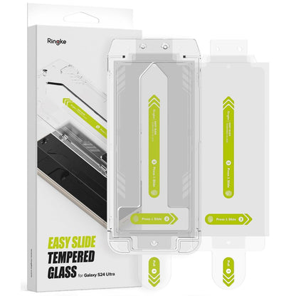 Ringke Easy Slide Screen Protector per Samsung Galaxy S24 Ultra S928, protezione del vetro, colla completa, set 2 pezzi 