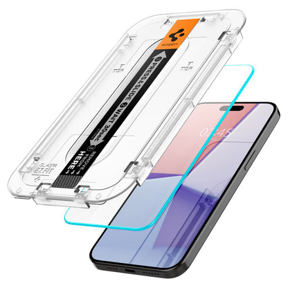 Pellicola protettiva per schermo Spigen GlastR EZ FIT per Apple iPhone 15 Pro, Vetro temperato, Full Glue, Set 2 pezzi AGL06892