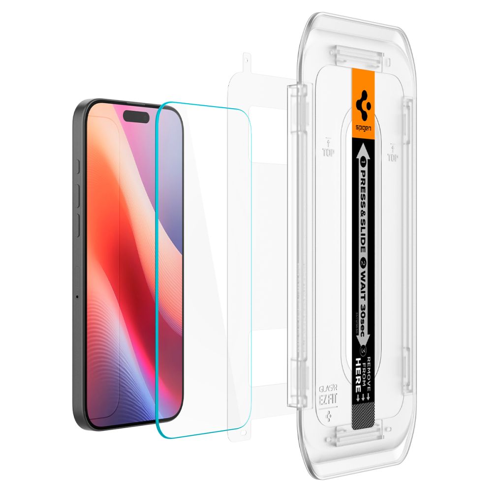 Pellicola protettiva Schermo Spigen GlastR EZ FIT per Apple iPhone 17 Pro / 17 / 16 Pro, Vetro Temperato, Full Glue, Set 2 pezzi