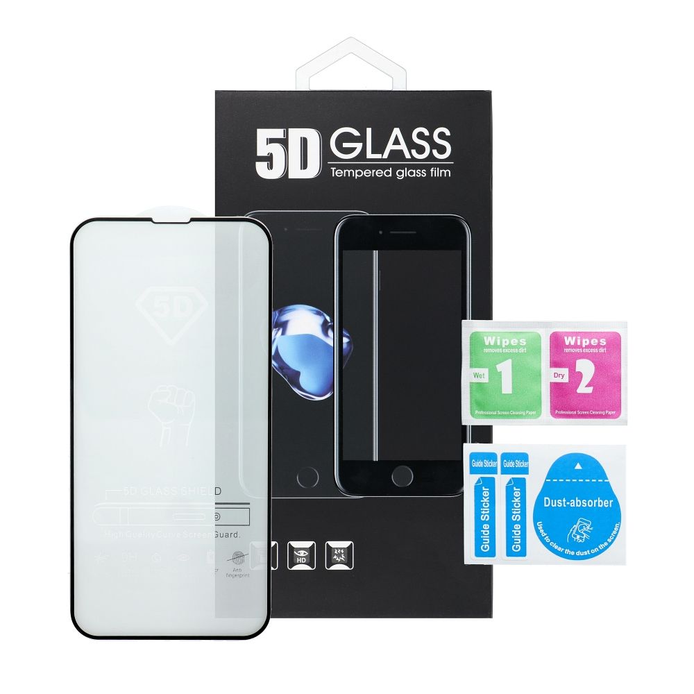 Pellicola protettiva schermo OEM per Apple iPhone 17 Air, Vetro Temperato, Full Glue, 5D, Nera