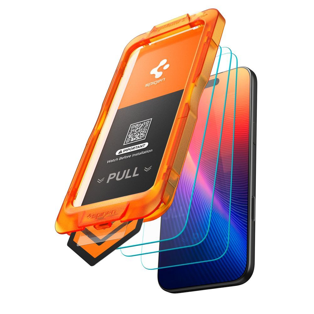 Pellicola Protettiva Schermo Spigen GlastR Align Master Slim per Apple iPhone 17 Pro, Vetro Temperato, Full Glue, Set 3 pezzi AGL10103