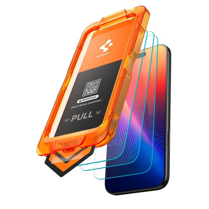 Pellicola Protettiva Schermo Spigen GlastR Align Master Slim per Apple iPhone 17 Pro, Vetro Temperato, Full Glue, Set 3 pezzi AGL10103