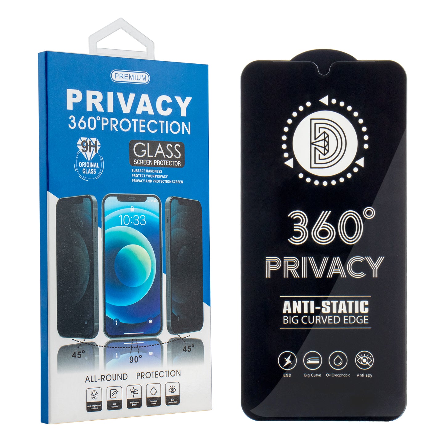 Pellicola protettiva per schermo Privacy OEM 360 per Samsung Galaxy A37 5G, Vetro temperato, Full Glue