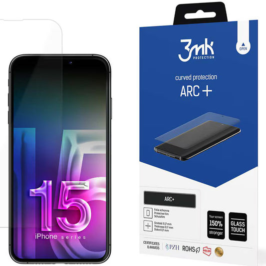 Pellicola protettiva per schermo 3MK ARC+ per Apple iPhone 15, Plastica