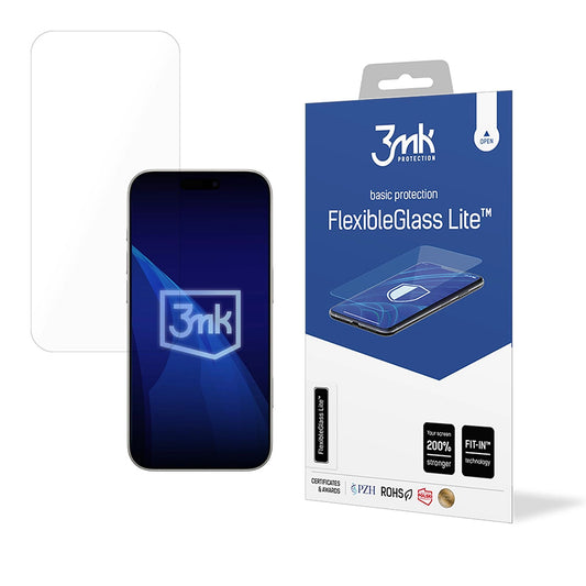 Pellicola Protettiva Schermo 3MK FlexibleGlass Lite per Apple iPhone 17, Vetro Flessibile, Full Glue