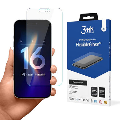 Pellicola protettiva per schermo 3MK FlexibleGlass per Apple iPhone 16 Pro Max, Vetro Flessibile, Colla Totale